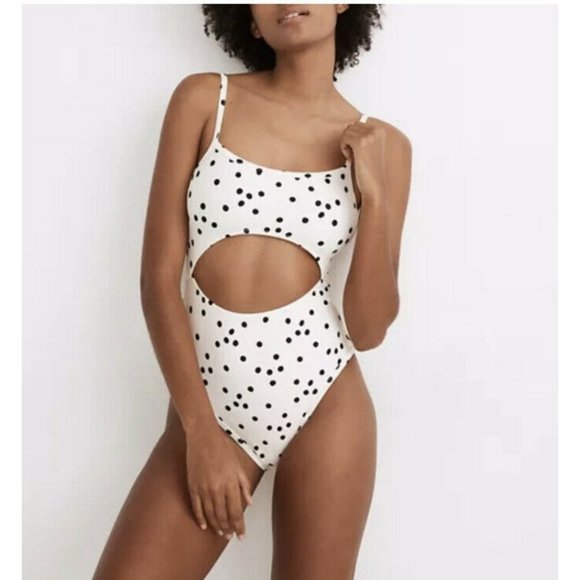 Madewell Other - Madewell Polka Dot One Piece Bathing Suit Medium Second Wave Cut Out NWT